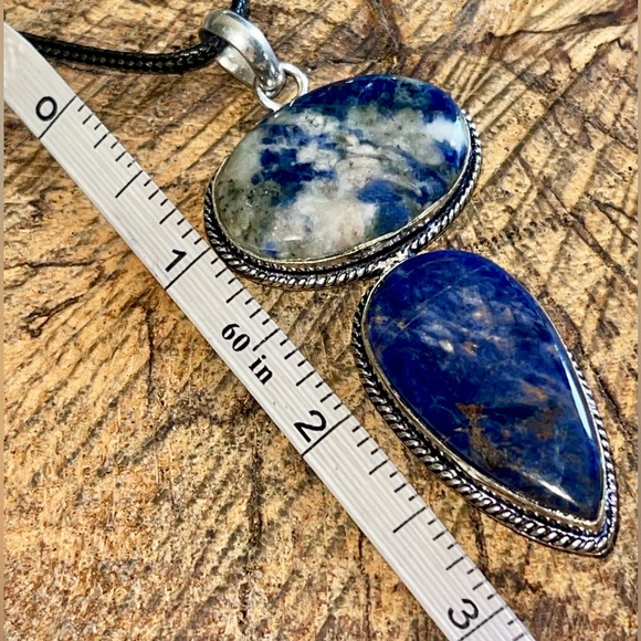 Blue & White Navy Sodalite Pendant 3” - Picture 12 of 13